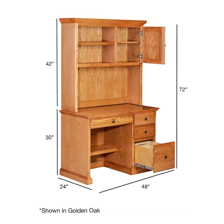 Golden oak deals desk with hutch